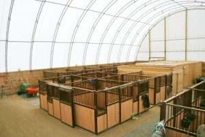 Horse Stalls Interior in our Fabric building Structure. National Building Group